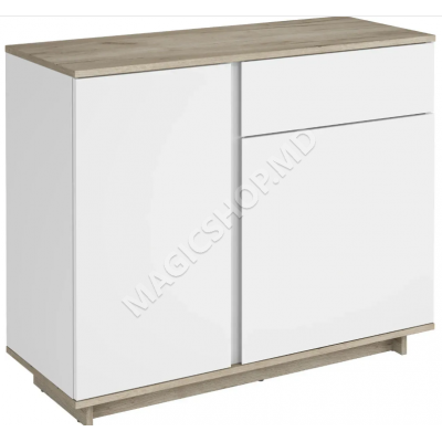 Comoda Concept 2D1S 100x82x40 cm stejar craft gri/nimfea alb